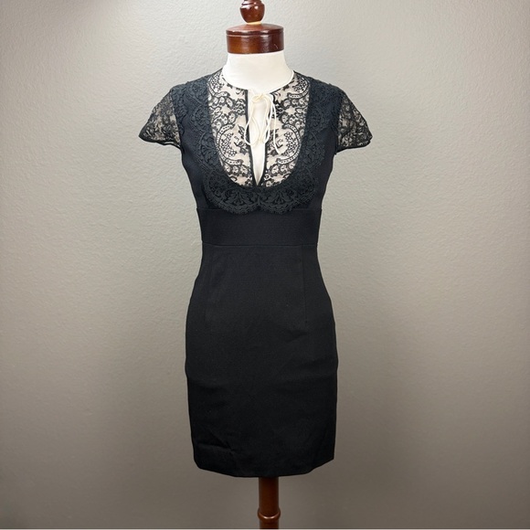 Valentino Dresses & Skirts - Valentino Italy NWT Black Lace Yoke Cocktail Sheath Dress Sz 6 LBD $1300